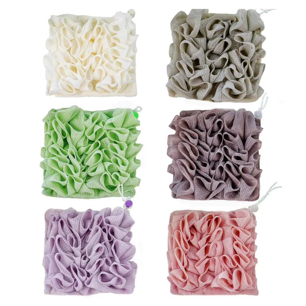 2-In-1 Bath Ball Towel Loofah With Drawstring Closure For Soap Soft Exfoliating Mesh Shower Sponge Body Skin Care Bathing Tools - Image 6