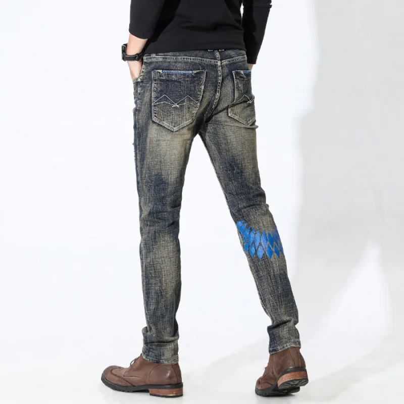 

JXN805 European retro jeans men tide ins Slim long trousers men's trend versatile high quality elasticity