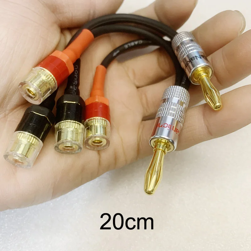 1 Paar Bananenstecker auf 2 Bananenbuchsen Kupfer-Audiokabel-Splitter für Verstärker zum Anschluss von Lautsprechern – Detail 2