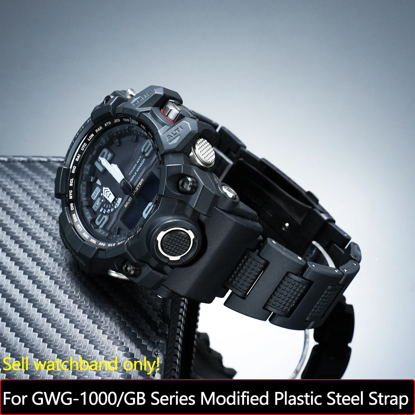Black plastic steel watchband for Casio Big Mud King generation GWG-1000/GB modify lightweight composite plastic strap bracelet