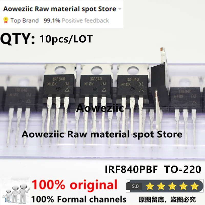 Aoweziic 정품 수입 2023 + 100%, IRF640PBF IRF640 IRF740PBF IRF740 IRF840PBF IRF840 TO-220 MOS FET, 10A 400V 8A 500