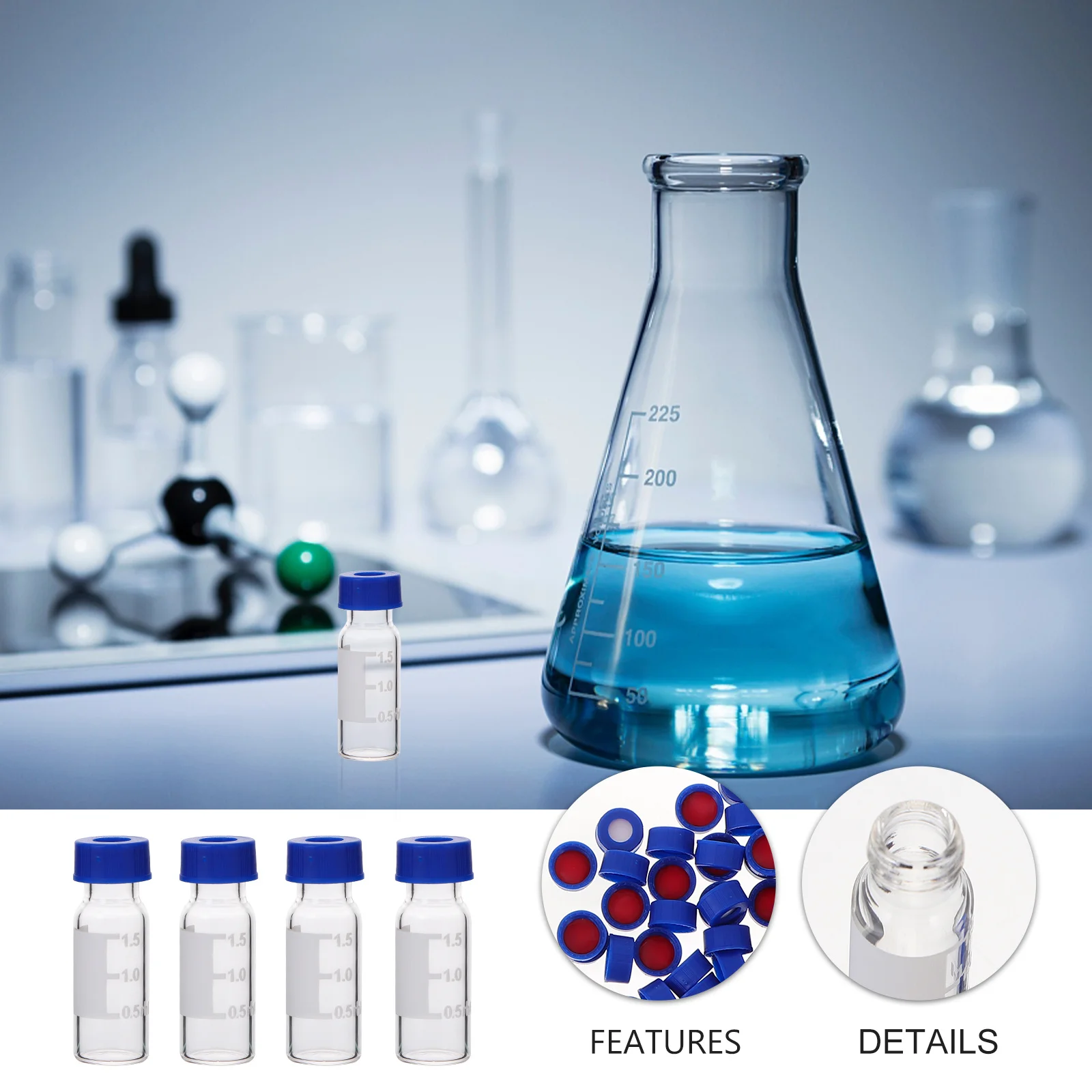 

100Pcs Sample Vials Glass Bottles Screw-Top Transparent Durable Liquid Storage Bottles for Chemistry Cosmetics Skincare