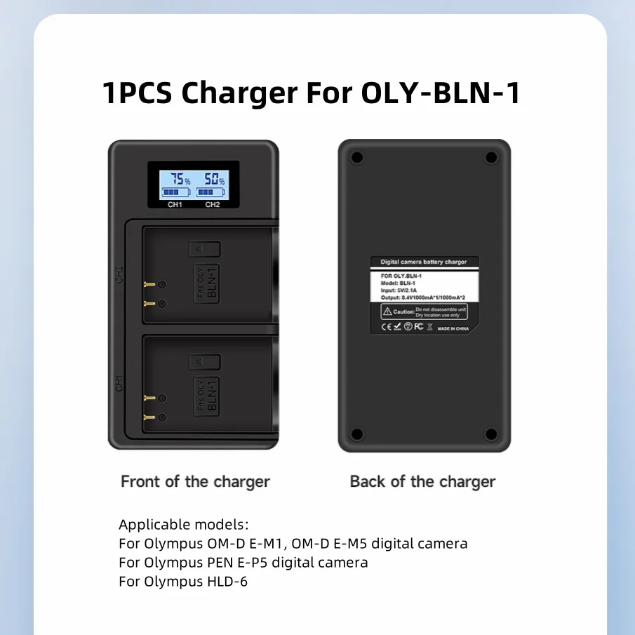 BLN1 LCD Dual USB Charger PSBLN1 Battery Chargers for OLYMPUS PS-BLN1 BLN-1 E-M5 EM5 OMD OM-D EM1 EP5 Mark II Camera Accessories