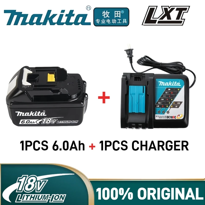 

100% Original Makita battery, makita 18v battery 6.0Ah for Makita drill 18v LXT DTD173 DGA404 DJV182 HR140D DTW700 DDF487