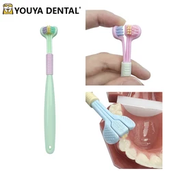 3D Stereo Three-Sided Toothbrush Ultra Fine Soft Hair Children Toothbrushes Tongue Scraper Deep Cleaning Oral Care Teeth Brush