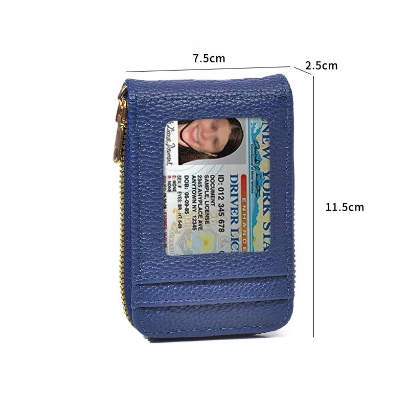 Carteira de suporte de cartão anti-desengaussing de couro PU para mulheres e homens, mini carteira curta com zíper, bolsa de identidade