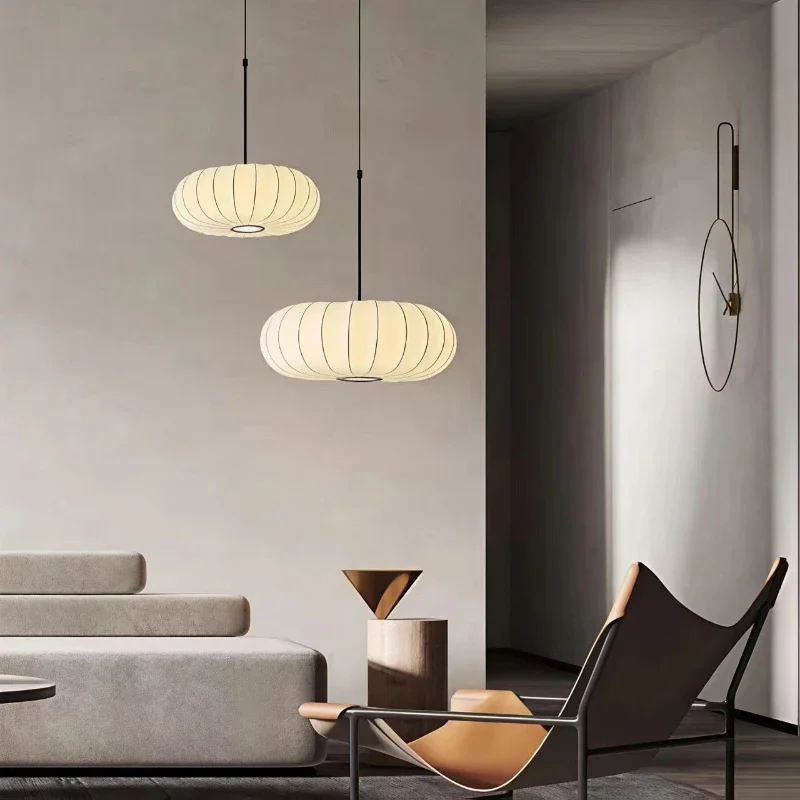 TechHPDesigner Japanese Wabi-Sabi Silk Pumpkin Hanging Chandelier Decoration Pendant Lamp Interior