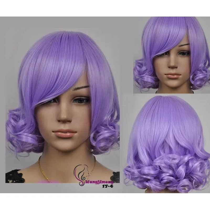 

> > > Women light purple short curly cosplay wig