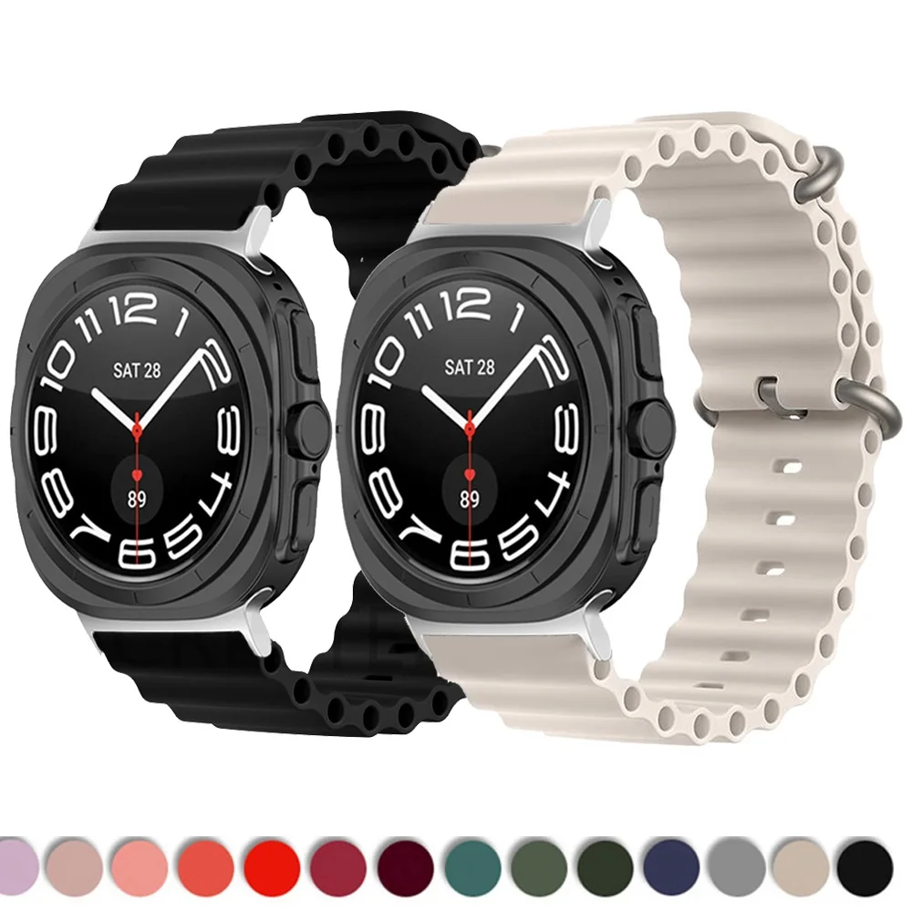 Ремешок силиконовый для часов Ocean, спортивный браслет для Samsung Galaxy Watch 7 Ultra 47 мм, 20/22 мм, 44 мм 40 мм