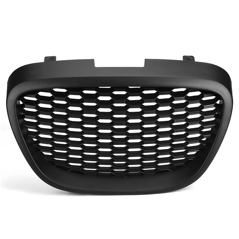 Car Front Black Honeycomb Grill Mesh Badgeless Sport Racing Grills For SEAT LEON MK2 1P1 2006-2009