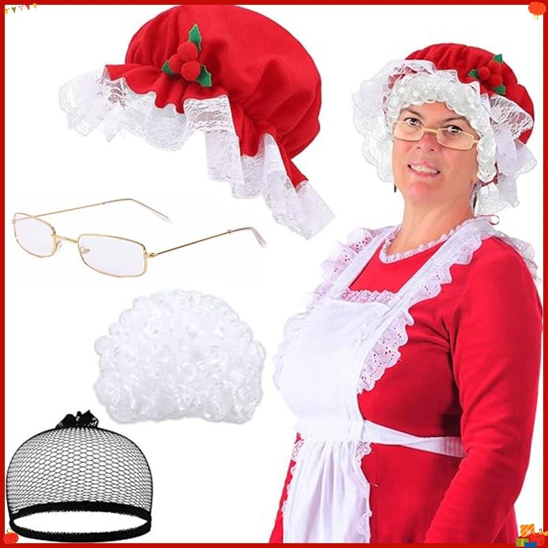 Synthetic Mrs-C Inspired Christmas Costume Elderly Cosplay Wig Fancy Dress Party Heat Resistant Fiber Hair