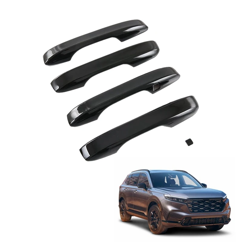 4Pcs Glossy Black Car Exterior Side Door Handle Frame Trim Car Styling For CRV CR-V 2022 2023