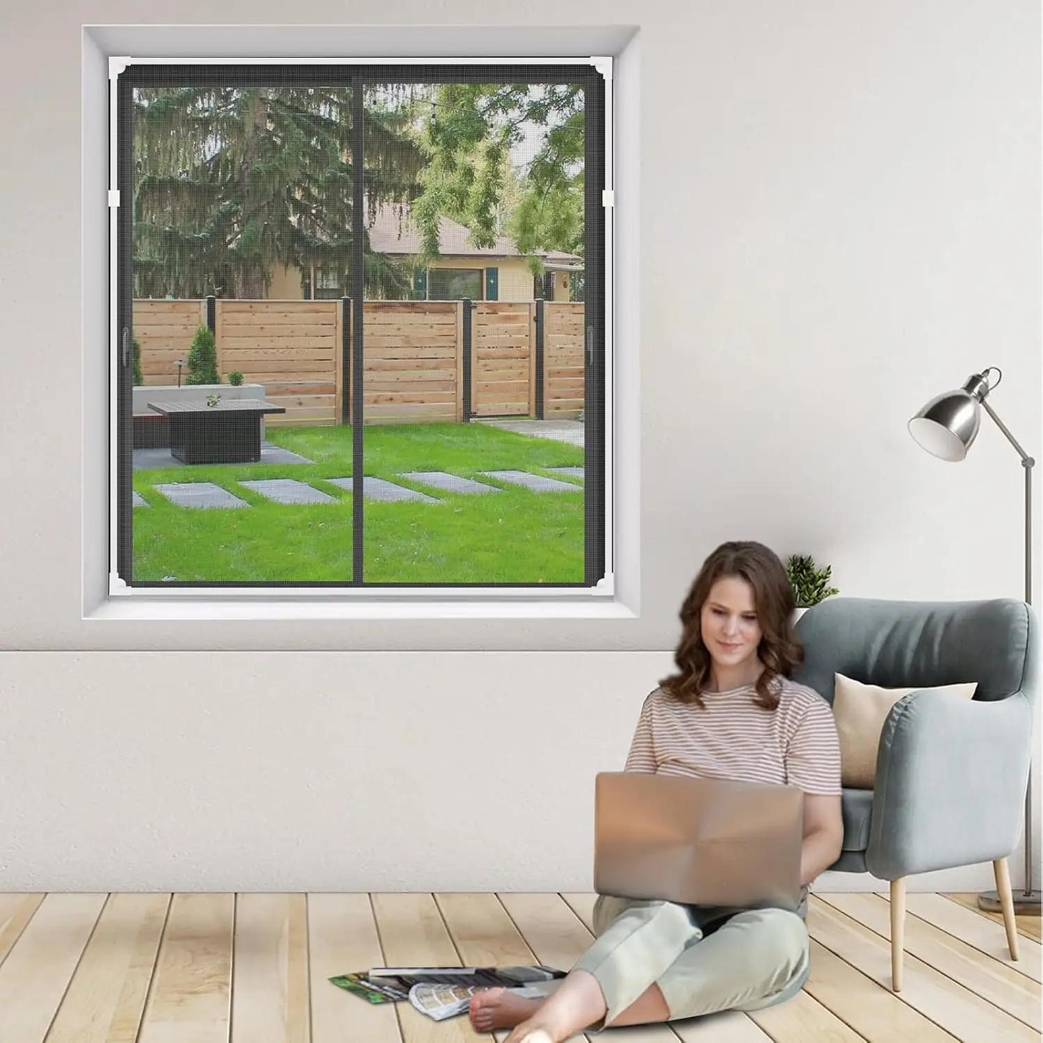 Magnetisches Selbstklebendes Moskitonetz, Unsichtbares Fensternetz ohne Bohren, Einfache Installation, Insektenschutz Belüfteter Netzvorhang – Detail 17