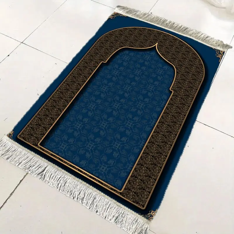 VIKAMA Tibetan Blue Black Gold Retro Pattern Worship Carpet Wear resistant Worship Kneeling Worship Mosque Pilgrimage Prayer