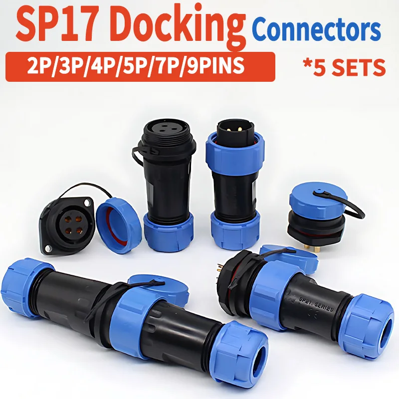 

5 SETS SP17 SP16 IP68 Waterproof Male Female Docking Connector 2 pin 3pin 4pin 5pin 7pin 9pin Power Cable Electrical Connectors