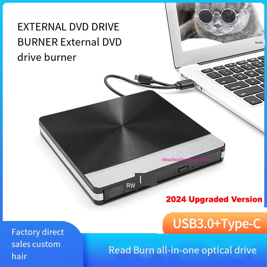 

External CD/DVD Drive for Laptop,DVD Player for Laptop,USB 3.0 USB C Portable DVD Reader Writer ROM Drive,CD Burner External