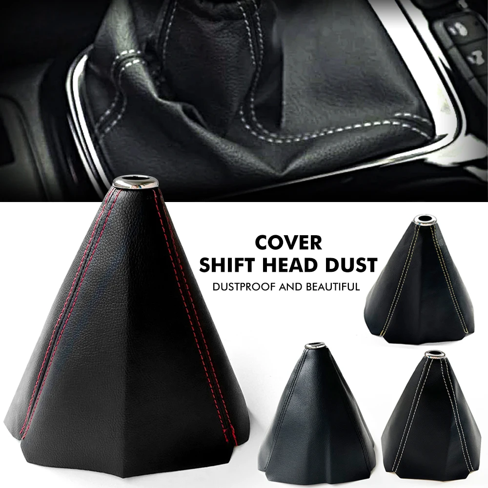 Universal PU Leather Car Gear Knob Shift Collars Car Truck Manual Stick Shifter Boot Cover Gaiter Black White Red Car Interior