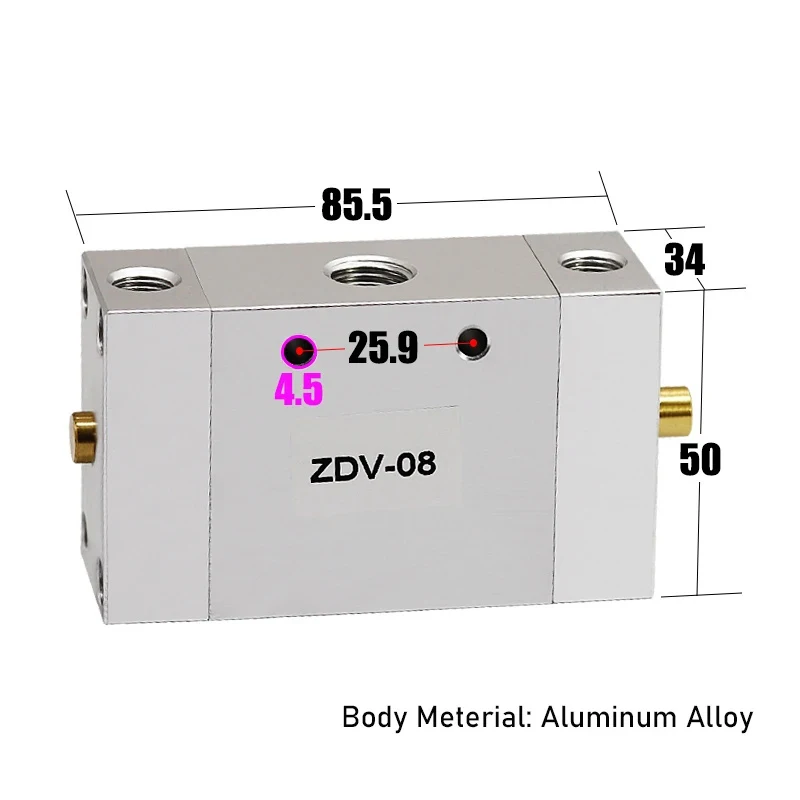 

Pneumatic Switch ZDV-08 Air Valve Cylinder Switch Automatic Reciprocating Speed Control 2 Position 5 Qay Reversing Valve