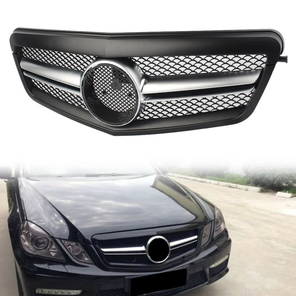 

Auto Car Front Radiator Grille Mesh Racing Grills Grill w/ Emblem Matt Black For Mercedes Benz E-Class W212 2010 2011 2012 201