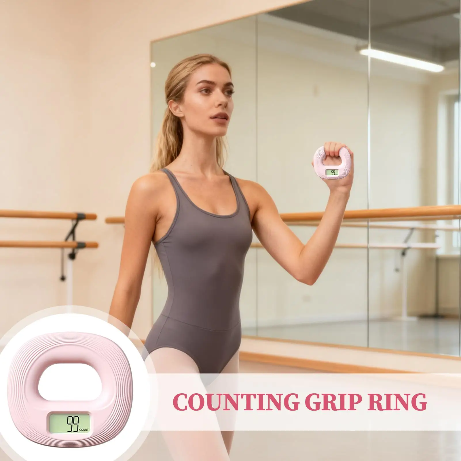 Hand Grip Strength Trainer Fun Game Hand Grip Strengthener Ring with LED Counting Display Non-Slip for Stress Relieve