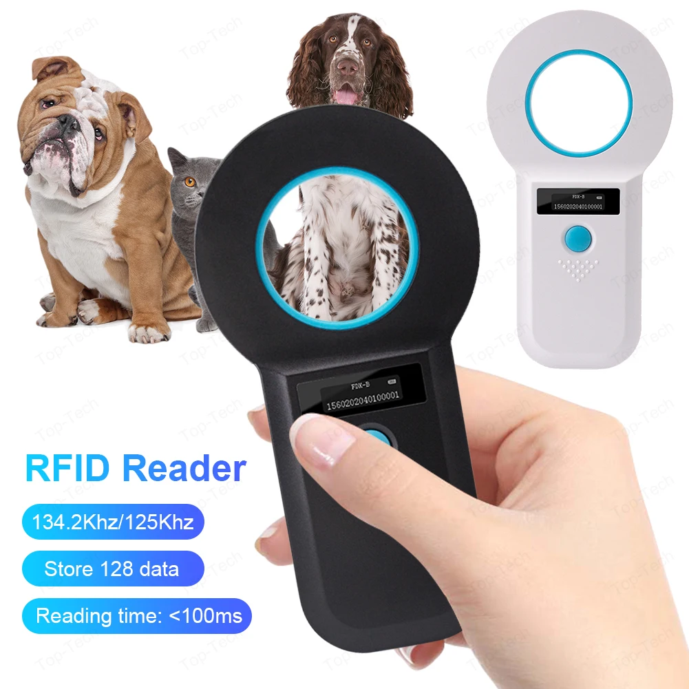 handheld animal pet microchip reader tag scanner para dog cat e pig fdx b iso11784 85 rfid 01