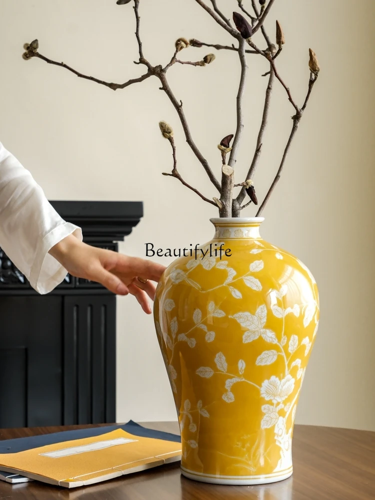 

Lucky Decoration Hallway Living Room Vase Flower Fortune Yellow New Chinese Style Decoration