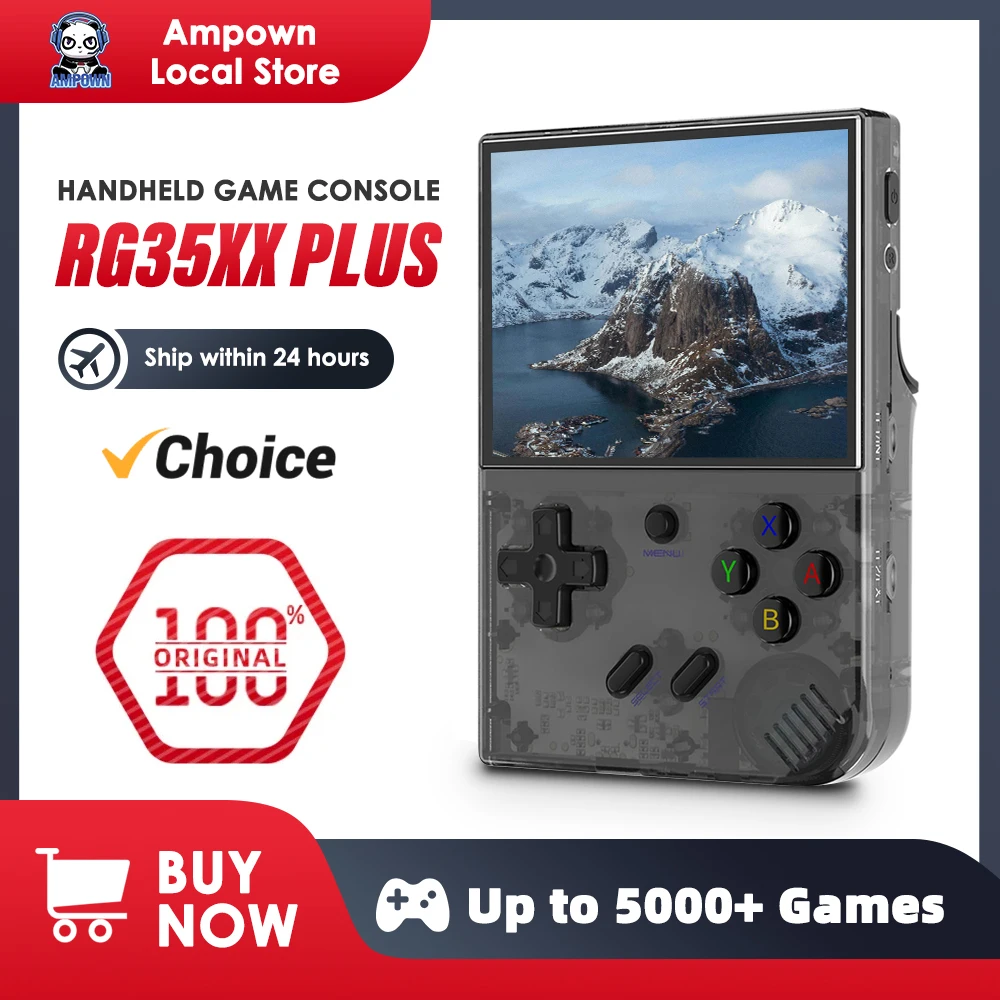 ANBERNIC RG35XX PLUS Retro Handheld Game Console 3.5''IPS Screen Built-in 10K Games HDMI Video Output Streaming Kids Game Player