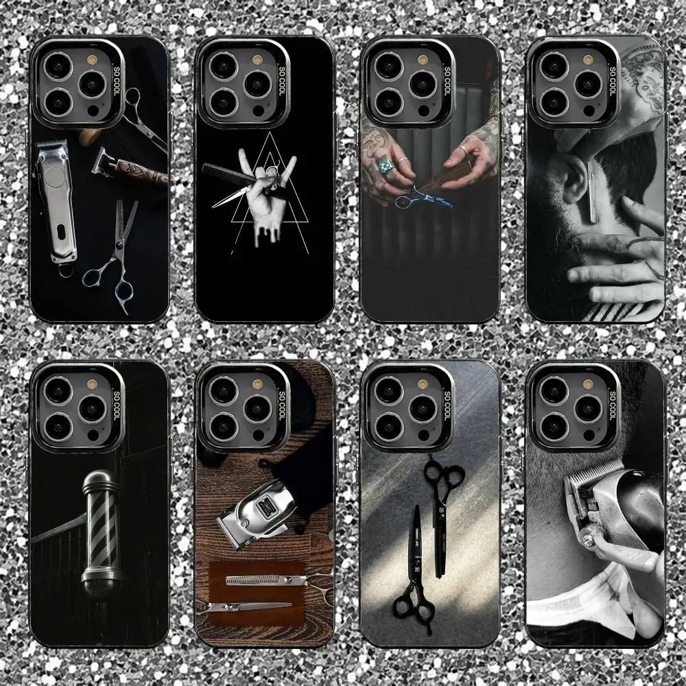 

Barber Shop Hair Stylist tools Phone Case For iPhone 16,15,14,13,12,11,Pro,XS,Max,Plus,Mini,SE Black Candy Matte Shockproof Case