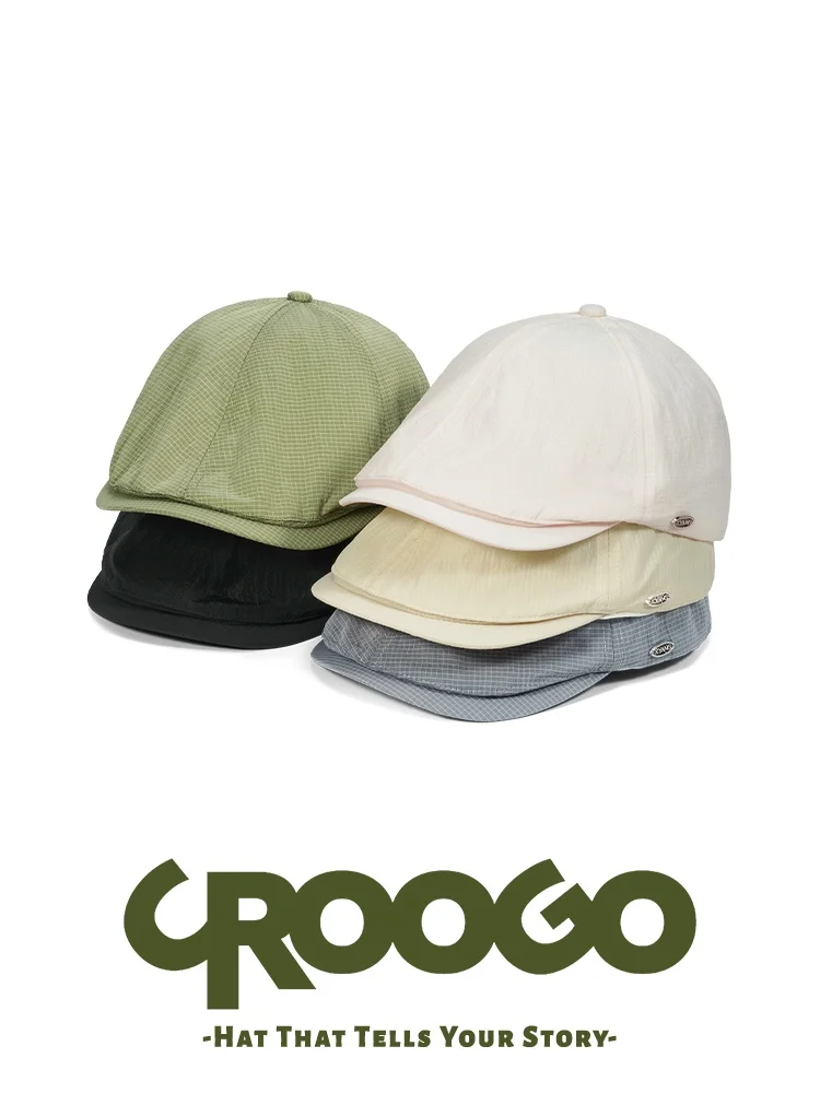 

Retro Versatile Color Fast-Drying Small Beret Painter Cap Summer Casual Adjustable Nylon Cotton Plain Pattern Hat for Y...