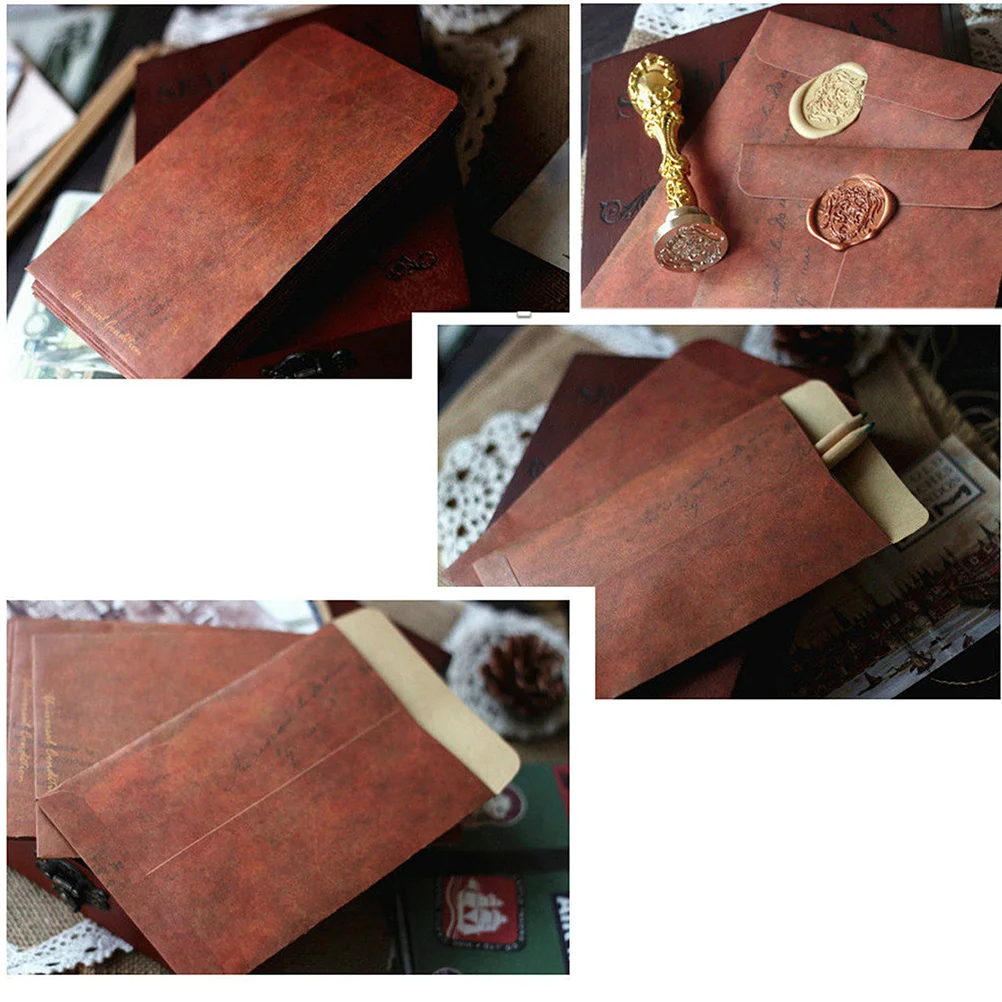 

100 pcs Retro Sealing Wax Envelopes 15.5X10.8Cm Brown Kraft Paper For Postcards Photos Storage Envelopes Craft Diy Stationery