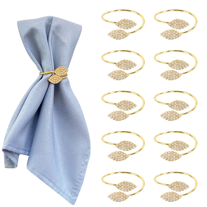 

6Pcs Alloy Metal Leaves Napkin Ring Holder Circle Towel Buckle Rings Wedding Birthday Party Dinnig Table Decoration For Home