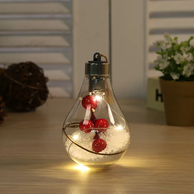 LED عيد الميلاد لمبة ضوء الزخرفية شنقا ضوء عيد الميلاد الحلي المنزل حفل زفاف السنة الجديدة ديكور مصباح الليل الشفاف