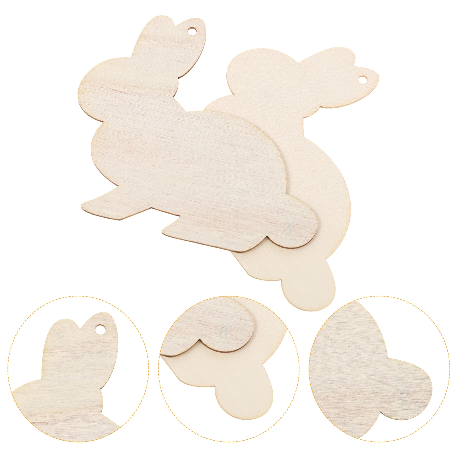 

Rabbit Wood Chips DIY Pendant Home Decor Khaki Wooden naments Kids Gifts Adorable Shape Long Service Practical Use