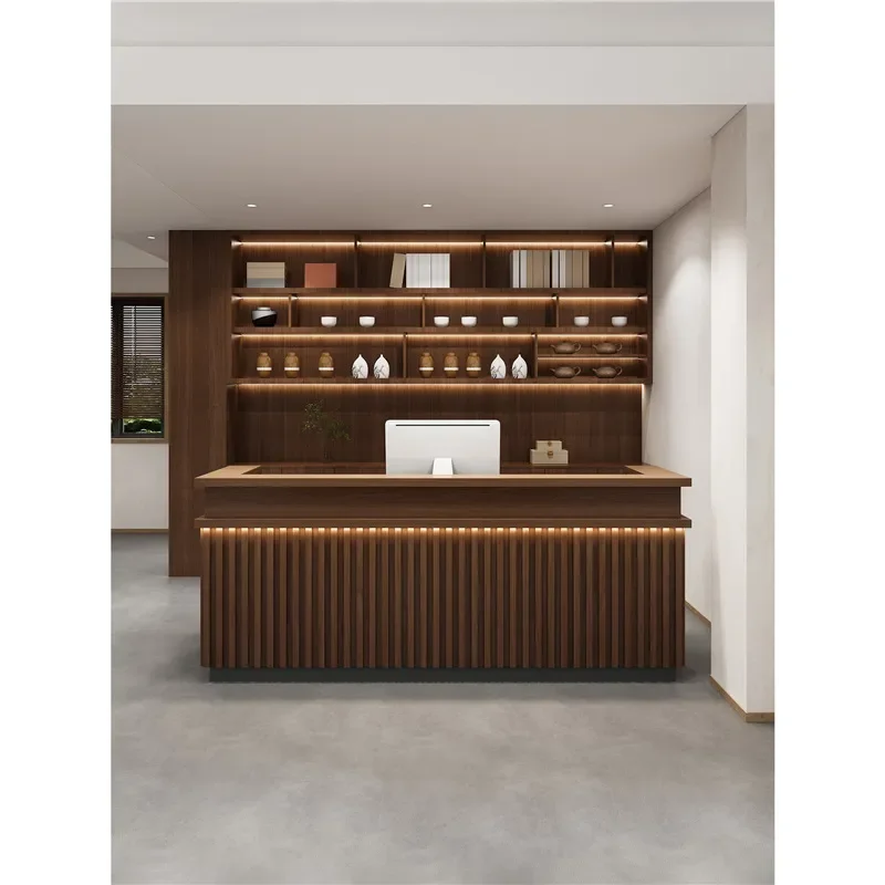 for Medieval Hotel Checkout Page Store Commercial Bar Restaurant B&B Front Desk Free Installation Multifunctional Wood Grain