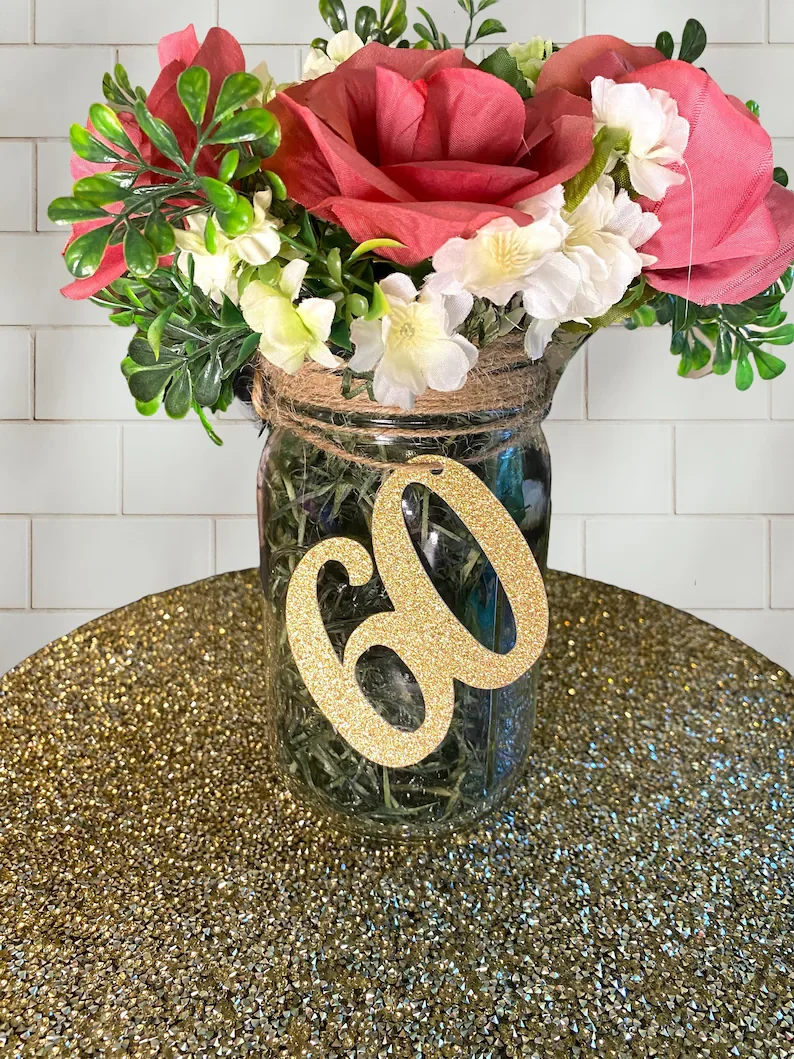 5 Stück 30., 40., 50., 60., 70., 80., 90. Geburtstag, Herzstück, Dekoration, Geschenk für Sie, Geburtstag, Tischdekoration, Party-Alter-Ausschnitte – Detail 6