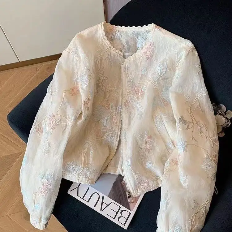 Thin Lace Embroidered Jacket Women's 2026 New Spring and Summer Short Casual Versatile Top