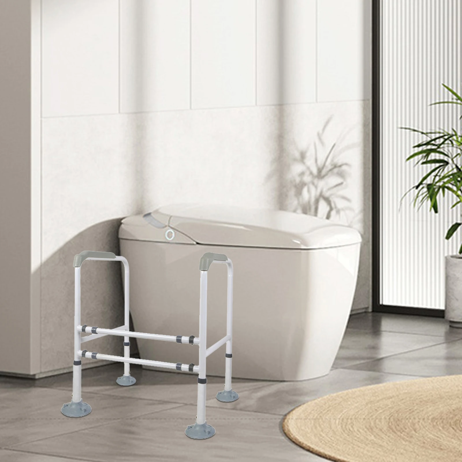 

Toilet Rail Feet Replacement Suction Cup Design Stable Anti Slip Gray Rubber Comfortable Easy to Clean Shower Chair Accessories