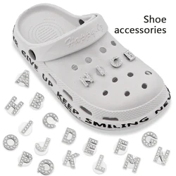 1PC Shoe Charms Glitter Rhinestone Letter Crystal Alphabet Shoes Charm Decorations Jewelry Slider Bracelet Wristbands Accessorie