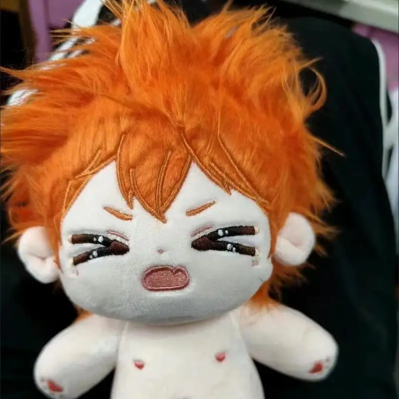 20Cm Japanese Anime Haikyuu Hinata Shoyo Cute Crying Expression There Bracket Plush Naked Doll Desktop Decoration Friend's Gifts