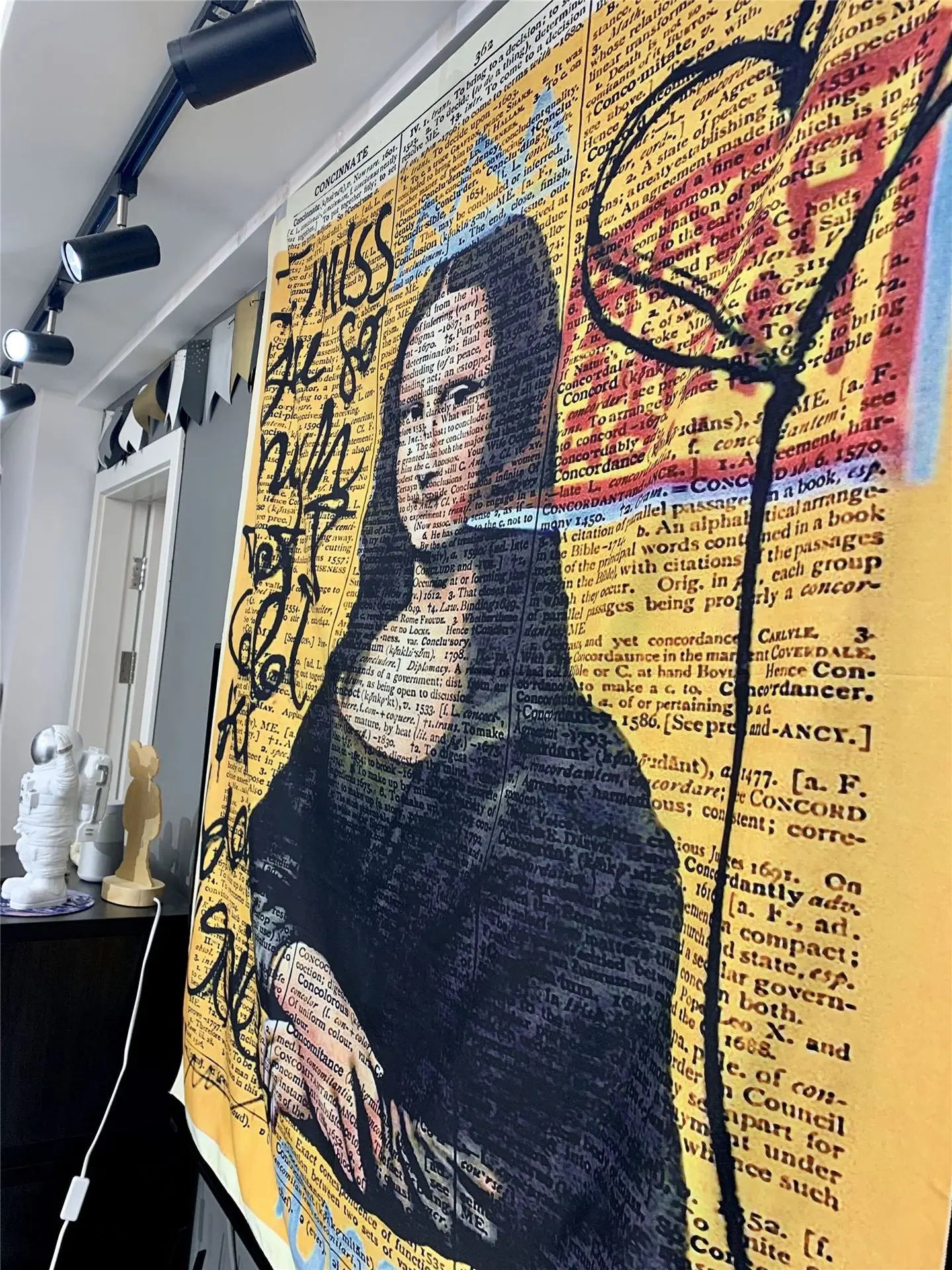 Tapiz de Graffiti Mona Lisa para colgar en la pared, alfombra bohemia de playa, manta de poliéster, esterilla de Yoga, alfombra artística para el hogar, cortinas bohemias