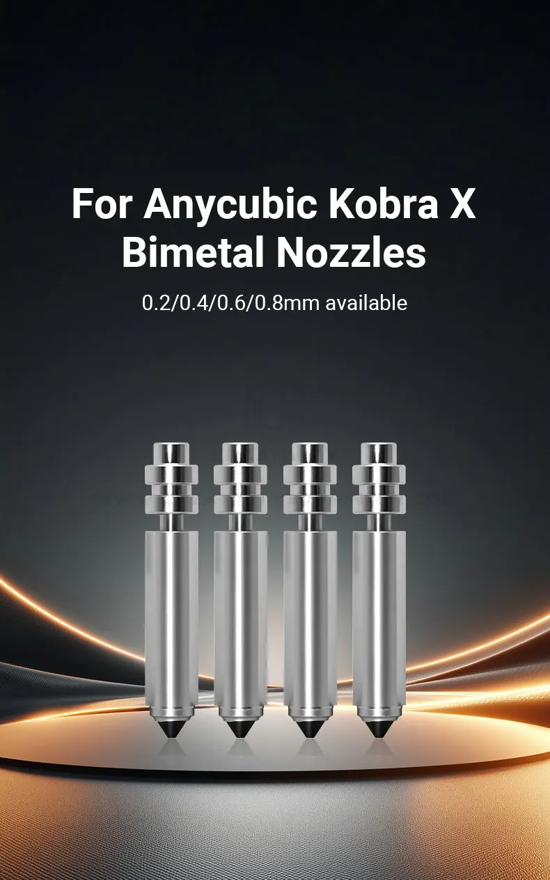 Für Anycubic Kobra X Düsen-Sets mit Silikon-Reinigungsbürste & Abdeckung 0,2-0,8MM Bimetall-Düse für Kobra 4 3D-Drucker-Teile – Detail 1