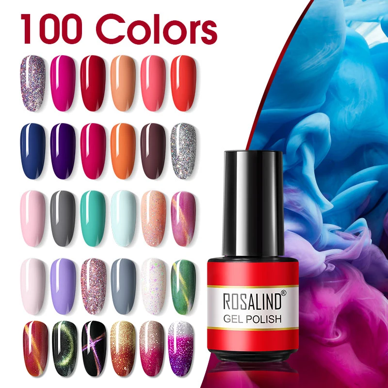 ROSALIND สีเจลทาเล็บเคลือบเงา Hybrid กึ่งถาวร UV Base Top Coat สำหรับเล็บเล็บน้ำมันรุ่น Soff Off Gel เล็บต้องการโคมไฟ