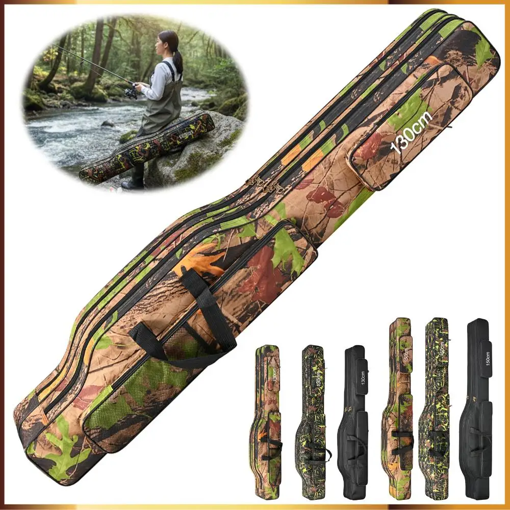

2 Layers 600D Oxford Fishing Gear Bag Fishing Pole Case & Bag Folding Fishing Rod Carry Case for Fishing Gear & Equipment