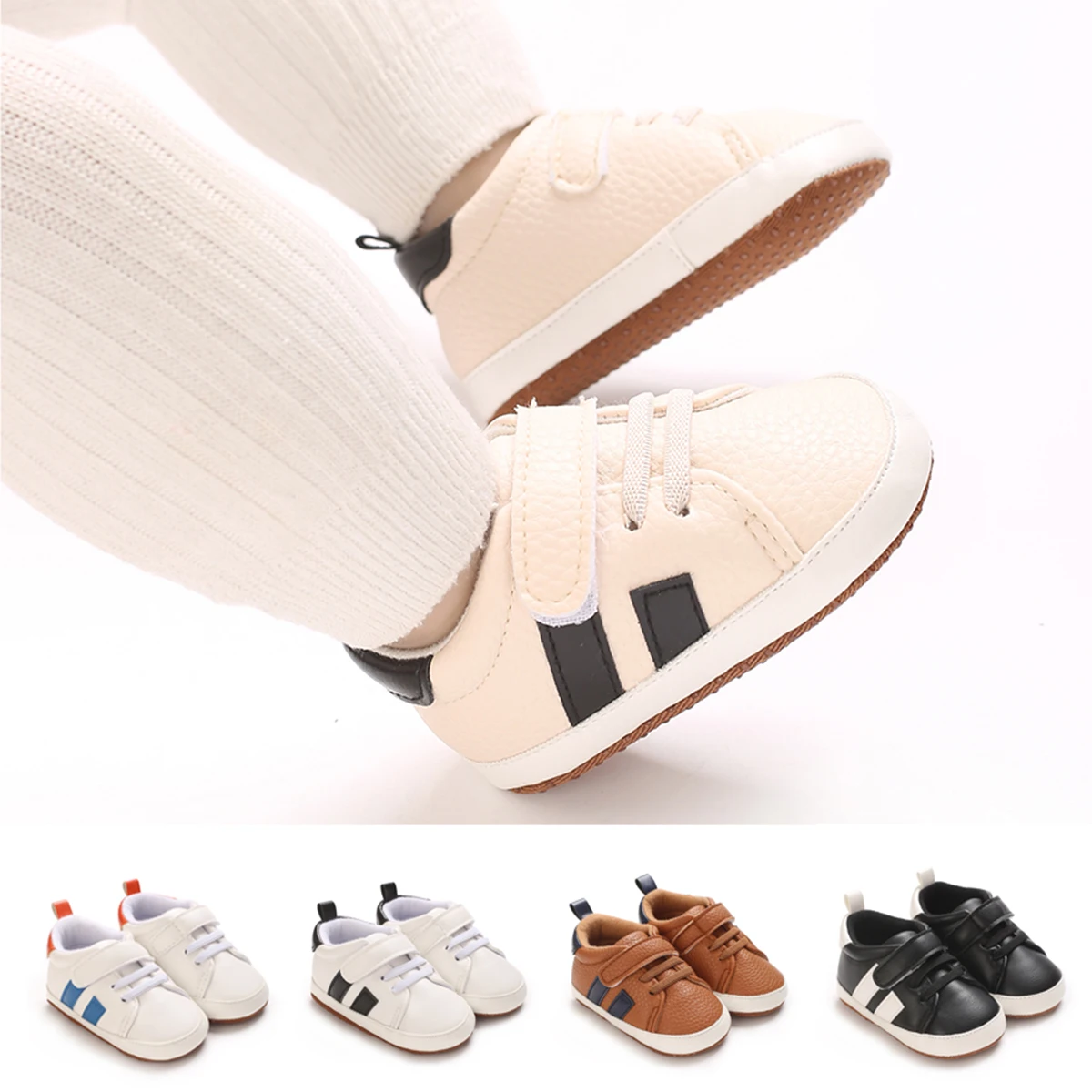Baby Shoes Boy Girl PU Leather Causal Non-slip Soft Sole Infant Kids Walking Toddler 0-18 Months