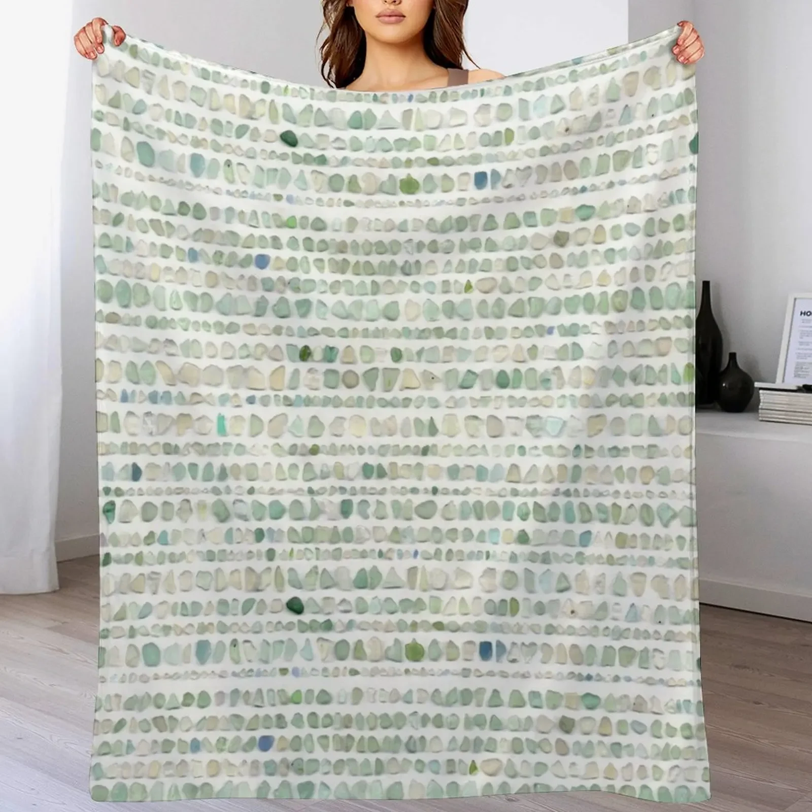 

Sea glass stripe Throw Blanket Soft Big Blankets For Baby Picnic Summer Blankets