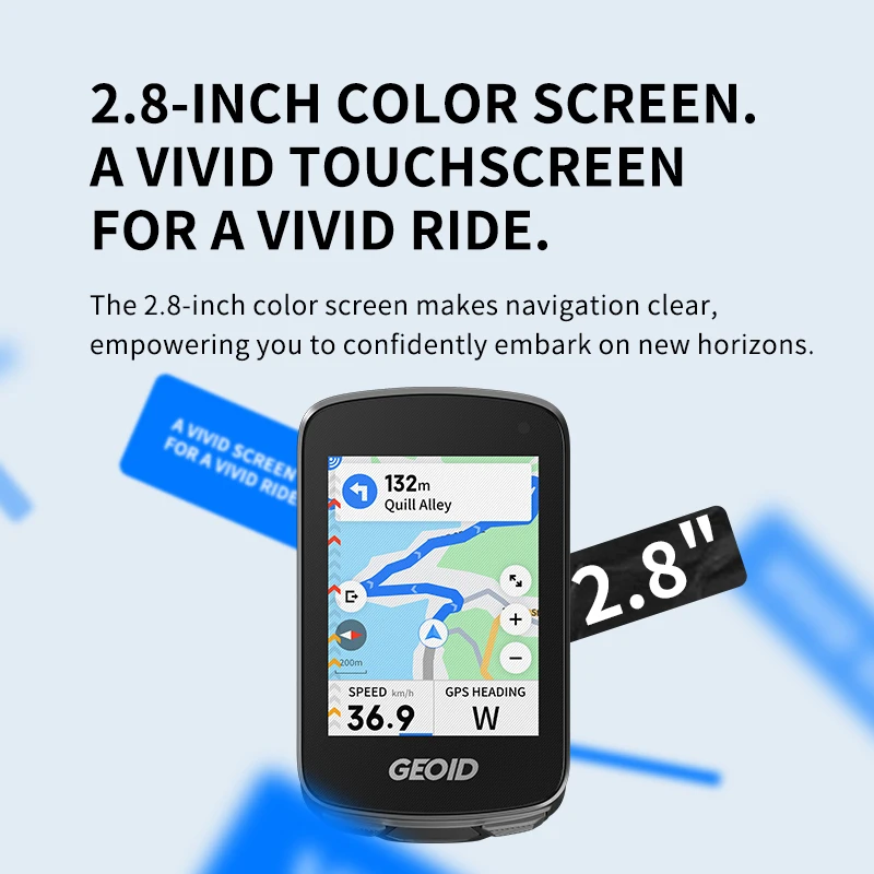 GEOID CC700 Pro 2.8" Inch Touchscreen Bicycle Computer GPS Bike Speedometer Global Map Navigation Cycling Odometer for Strava