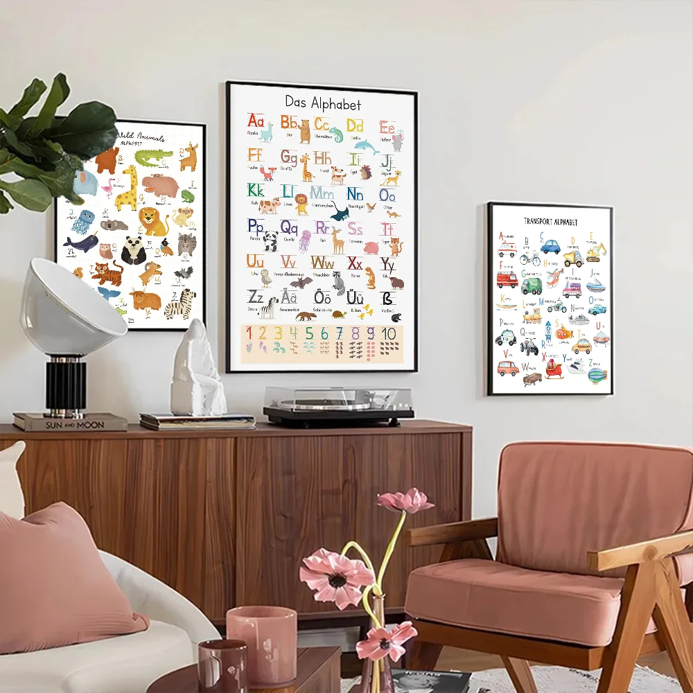 

Playroom Nursery ABC Alphabet Numbers DIY Sticky Poster Whitepaper Prints Posters Artwork Nordic Home Decor
