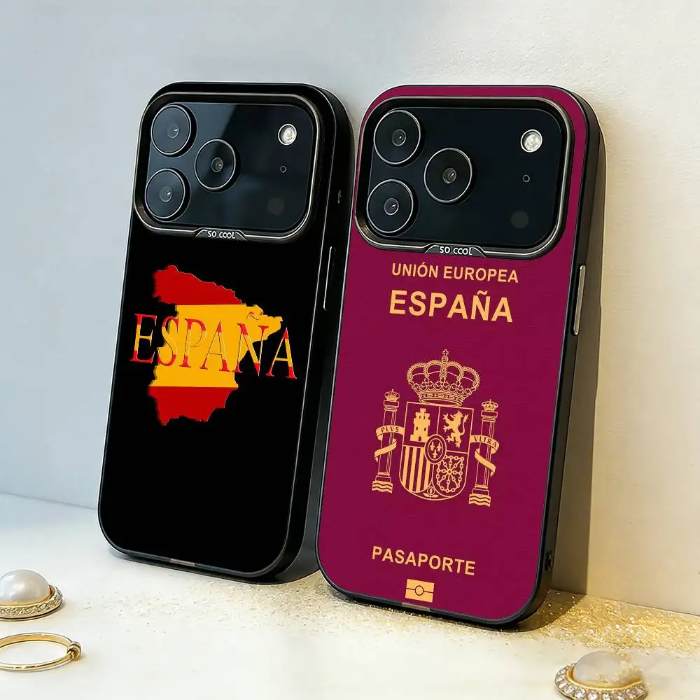 

Spanish Flag Phone Case For iPhone17,16,15,14,13,12,11,Pro,MAX Gray Matte Silicone Black Cover