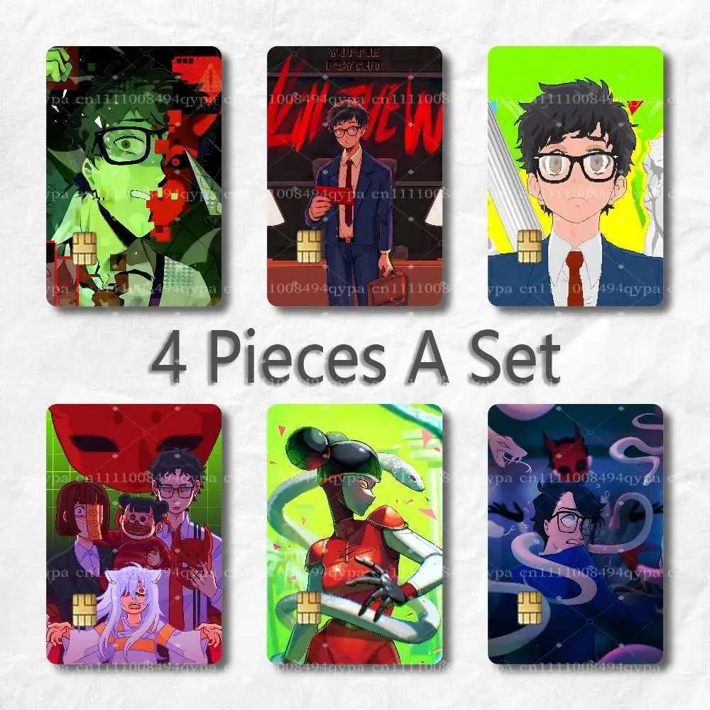 Y-Yuppie Psycho Horror Credit Card Skin Stickers Waterproof with Chip Cutout 4 Pack for Credit Debit Transportation Cards
