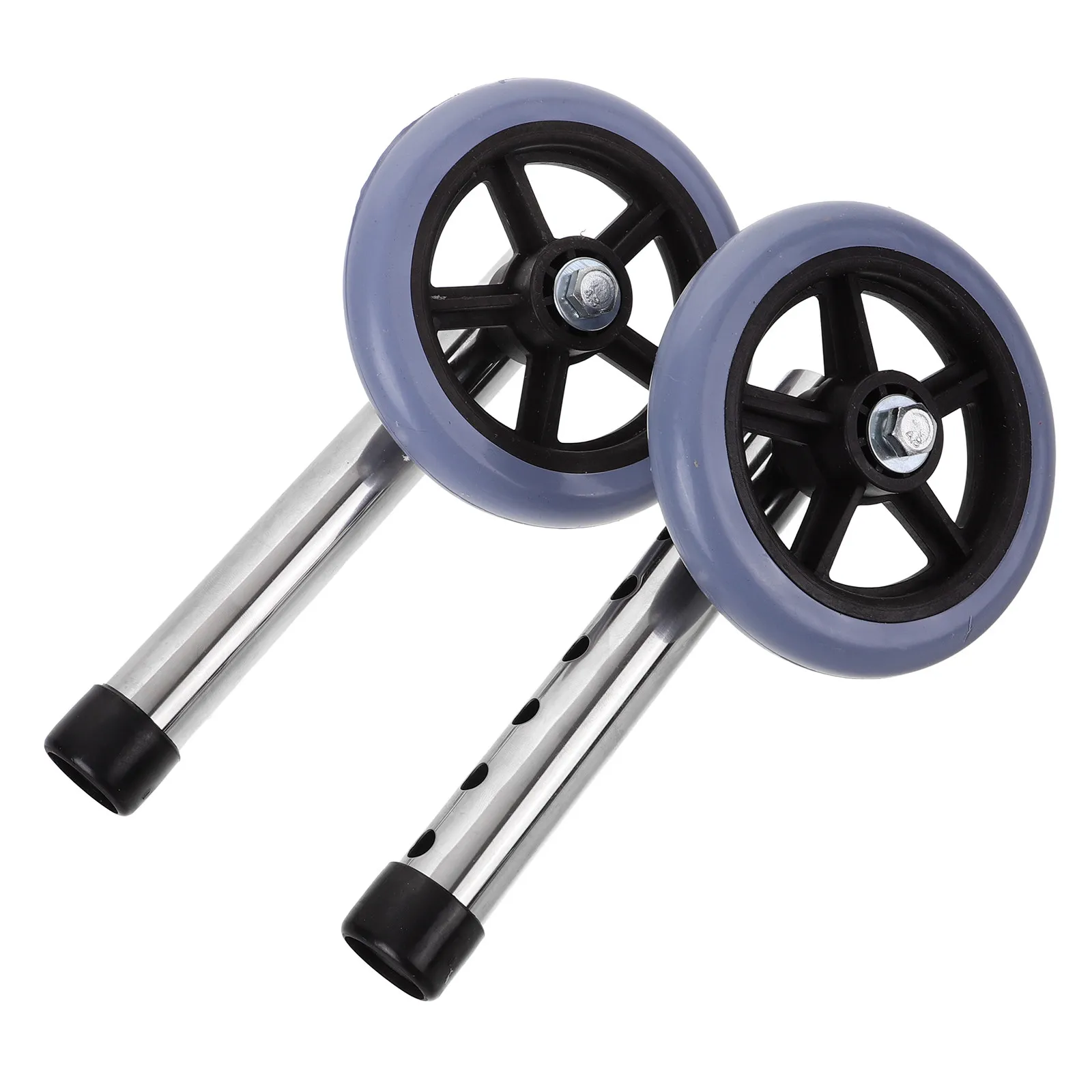1Pair Walker Wheel Replacement Stainless Steel Front Wheels Heavy Duty Silent Smooth Rolling Universal Walker Accessory